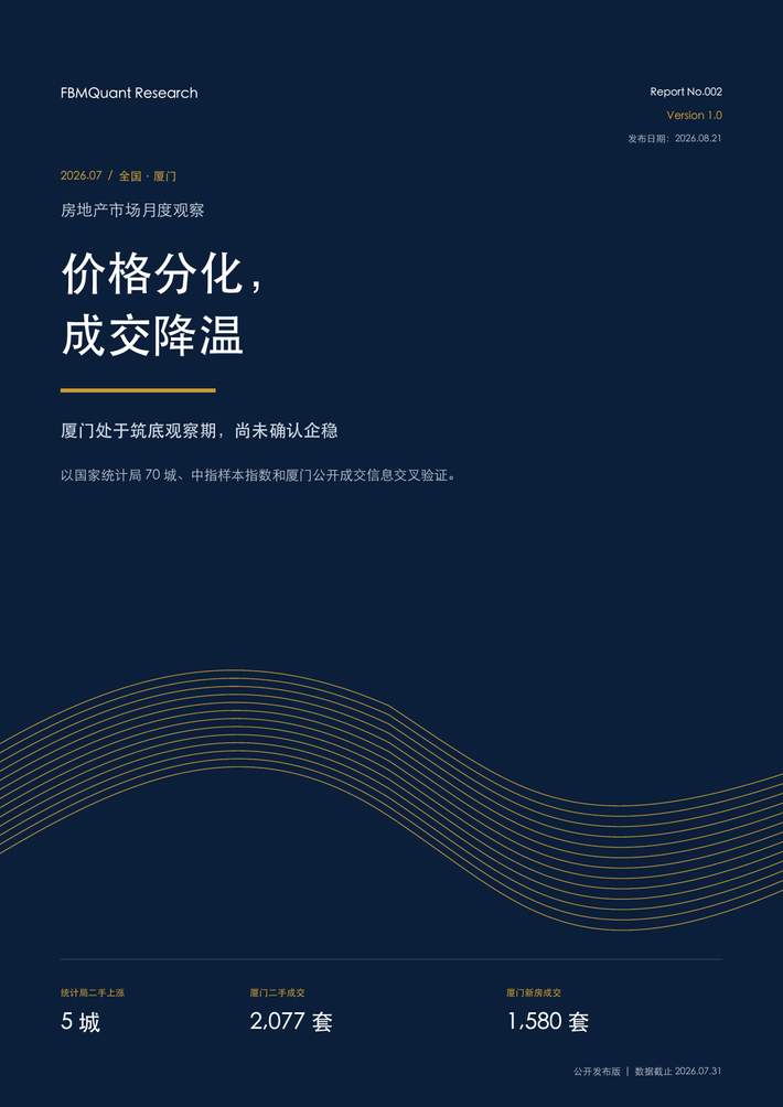 《2026年7月全国与厦门房地产市场月度观察》封面